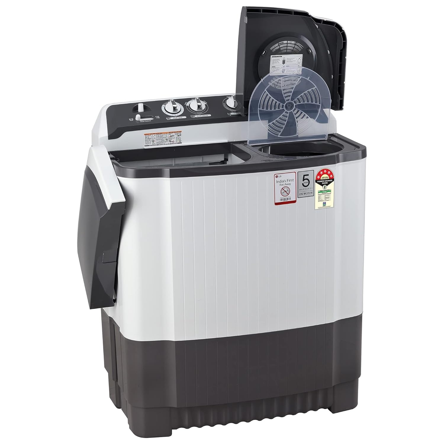 LG 7 Kg 5 Star Wind Jet Dry Semi-Automatic Top Loading Washing Machine (P7020NGAZ, Dark Gray, Rat Away Feature) - Image 3